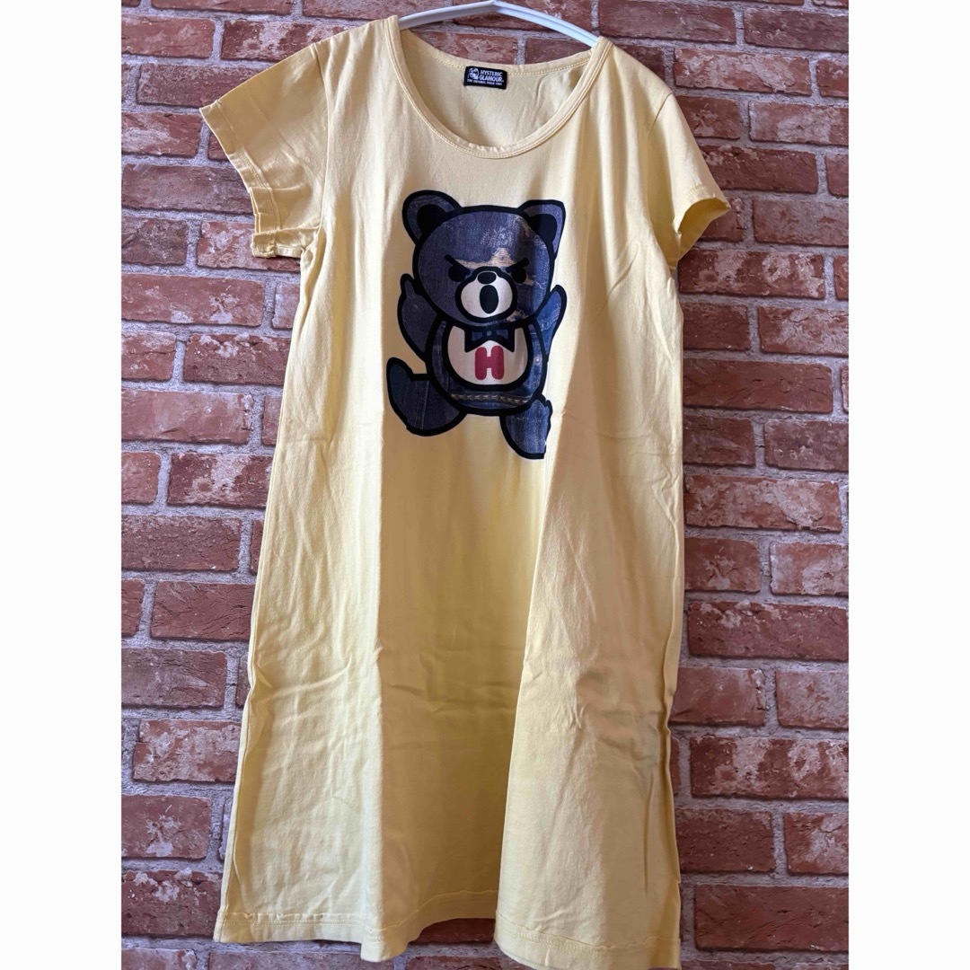 HYSTERIC GLAMOUR(ヒステリックグラマー)のヒステリックグラマーファックベアヒスベアイエローTシャツワンピース レディースのトップス(Tシャツ(半袖/袖なし))の商品写真