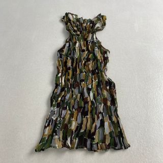 美品　イッセイミヤケ　カットソー　プリーツ　マルチカラー　総柄　ノースリーブ