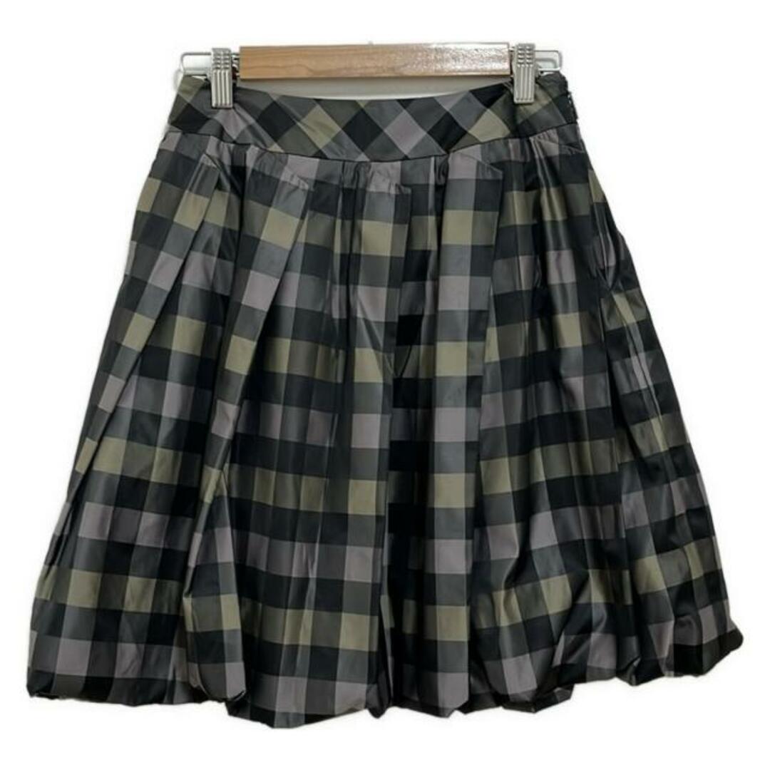 René(ルネ)のRene(ルネ) バルーンスカート サイズ36 S レディース - ダークグレー×カーキ×マルチ ひざ丈/チェック柄 レディースのスカート(その他)の商品写真