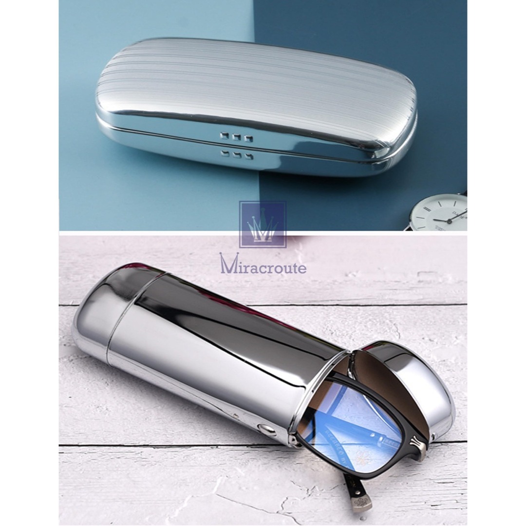 【特価商品】[Miracroute] メガネケース シルバー 眼鏡ケース 銀 メ メンズのファッション小物(その他)の商品写真