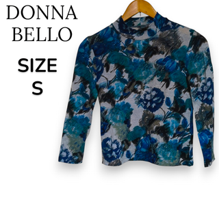 DONNA BELLO 日本製 花柄 ハイネックカットソー Sサイズ　春秋冬　(シャツ/ブラウス(長袖/七分))