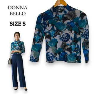 DONNA BELLO 日本製 花柄 ハイネックカットソー Sサイズ　春秋冬　(シャツ/ブラウス(長袖/七分))