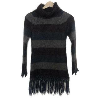 ヒステリックグラマー(HYSTERIC GLAMOUR)のHYSTERIC GLAMOUR(ヒステリックグラマー) 長袖セーター サイズF レディース グレー×ネイビー×ダークブラウン(ニット/セーター)