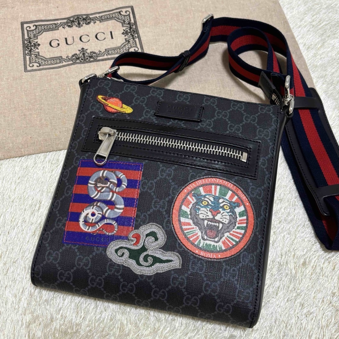 379✨極美品✨グッチ ショルダーバッグ クーリエ GGスプリーム シェリー 黒