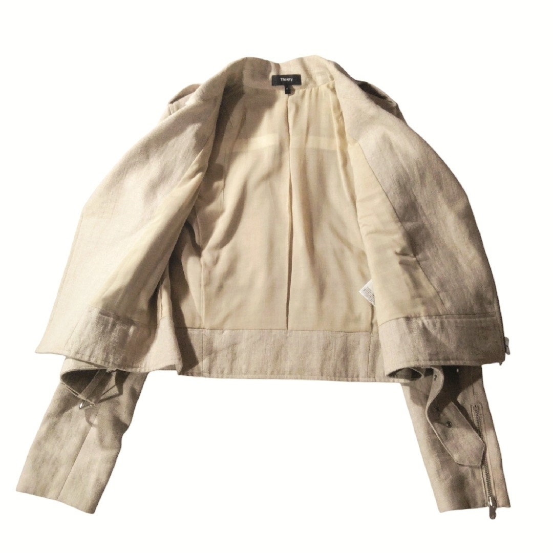 Theory(セオリー)のセオリー ライダースジャケット ブルゾン アウター ベージュ 麻 リネン 秋 レディースのジャケット/アウター(ブルゾン)の商品写真