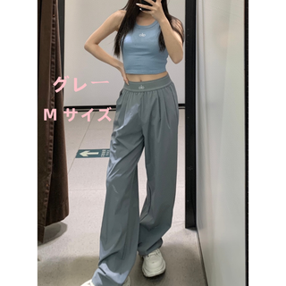 Alo Yoga パンツ アローヨガ ゆったり ワイドパンツ グレー M(レギンス/スパッツ)