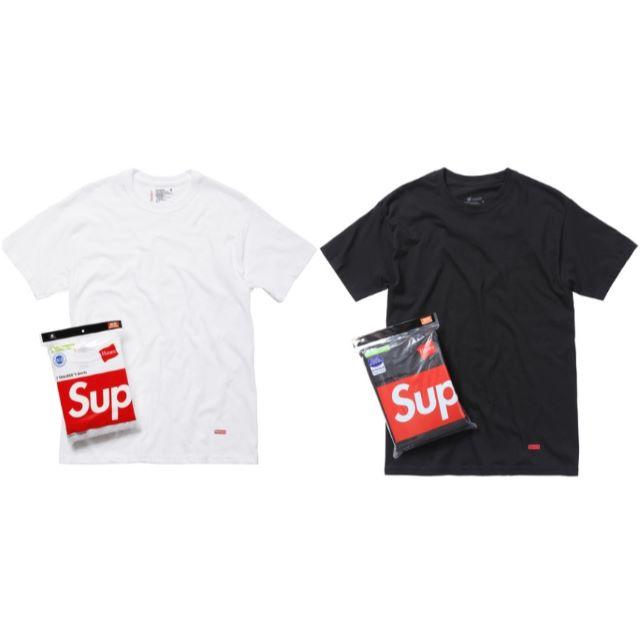 Supreme(シュプリーム)の送料無料！Supreme hanes Ｔシャツ M 白黒２枚セット正規品 メンズのトップス(Tシャツ/カットソー(半袖/袖なし))の商品写真