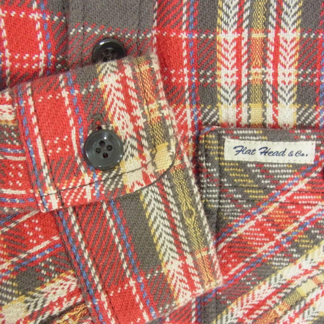 THE FLAT HEAD(フラットヘッド)のTHE FLAT HEAD ザフラットヘッド GLORY PARK グローリーパーク チェック柄 長袖 ネルシャツ ワークシャツ レッド系 36【中古】 メンズのトップス(シャツ)の商品写真