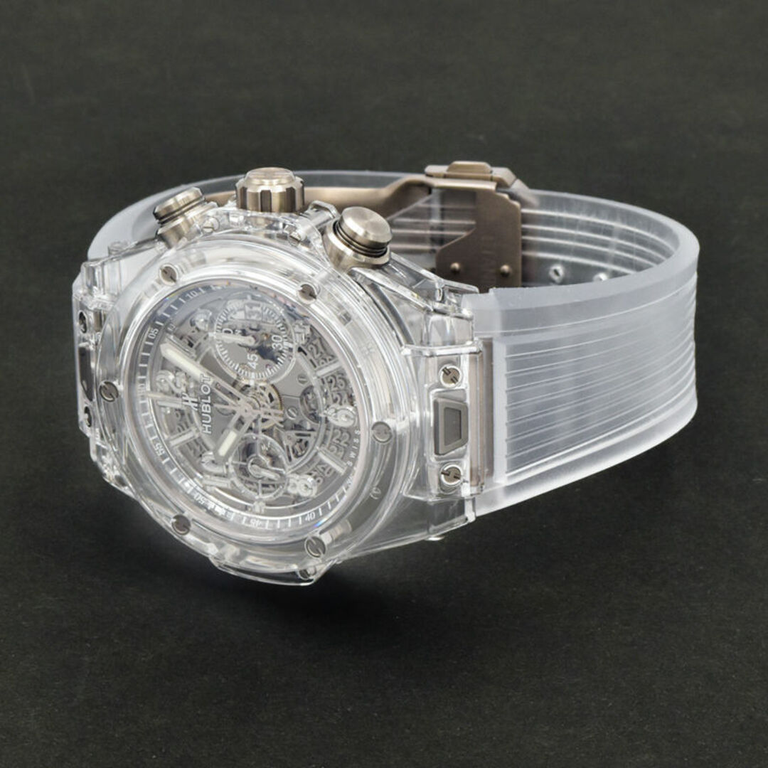 HUBLOT(ウブロ)のウブロ メンズ ビッグバン ウニコ マジック サファイア 411.JX.4802.RT クロノグラフ 両面スケルトン 限定 自動巻き 腕時計 中古 送料無料 メンズの時計(腕時計(アナログ))の商品写真