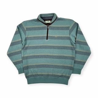 クロコダイル(Crocodile)のCrocodile クロコダイル ボーダー柄 ハーフジップ トレーナー シャツ サイズ LL /メンズ/水色/裏起毛(スウェット)