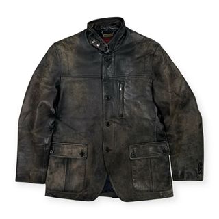 ダーバン(D’URBAN)の激渋 D’URBAN ダーバン 羊革 本革 ラムレザー ライダース ジャケット サイズ M /メンズ/レナウン/加工入り(ライダースジャケット)
