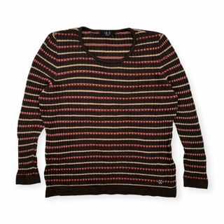ダックス(DAKS)のDAKS ダックス ボーダーデザイン リブ  ウールニットセーター サイズ 44 /レディース/ダークブラウン(ニット/セーター)