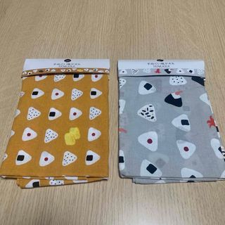おにぎり、おむすび柄 手ぬぐい風タオル 2枚セット