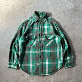 ヴィンテージ(VINTAGE)の60s ヴィンテージマチネルシャツ USA製 M相当 グリーン×ブラック(シャツ)