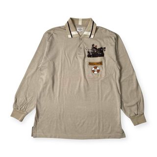 カステルバジャック(CASTELBAJAC)のJean Charles de Castelbajac カステルバジャック キャラクター デザイン 鹿の子 長袖 ポロシャツ 3/ベージュ系 メンズ ゴルフ(その他)