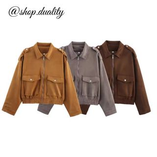 🐿️9月新作🌰18002◆3color フェイクレザー PU ジャケット (ブルゾン)