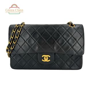 シャネル(CHANEL)のCHANEL シャネル マトラッセ ダブルフラップ チェーンショルダーバッグ 25cm ラムスキン ブラック ３番台（1994~1996） ゴールド金具 レディース 中古 ココマーク 黒 ハンドバッグ ２way(ショルダーバッグ)