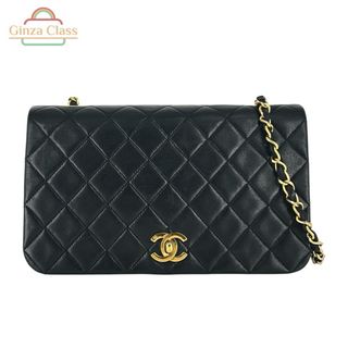 CHANEL シャネル マトラッセ フルフラップ チェーンショルダーバッグ 23cm ラムスキン ブラック 1番台（1985～1993）G付き ココマーク レディース 中古 レザー 黒 斜め掛け