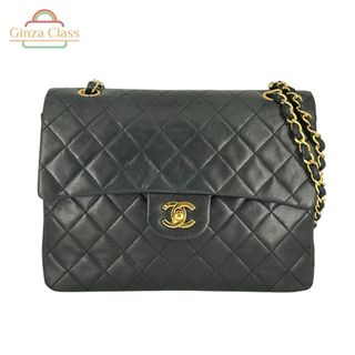 シャネル(CHANEL)のCHANEL シャネル マトラッセ ダブルフラップ チェーンショルダーバッグ 25cm ラムスキン ブラック １番代（1989年～1991年） ゴールド金具 レディース 中古 黒 ココマーク レザー(ショルダーバッグ)