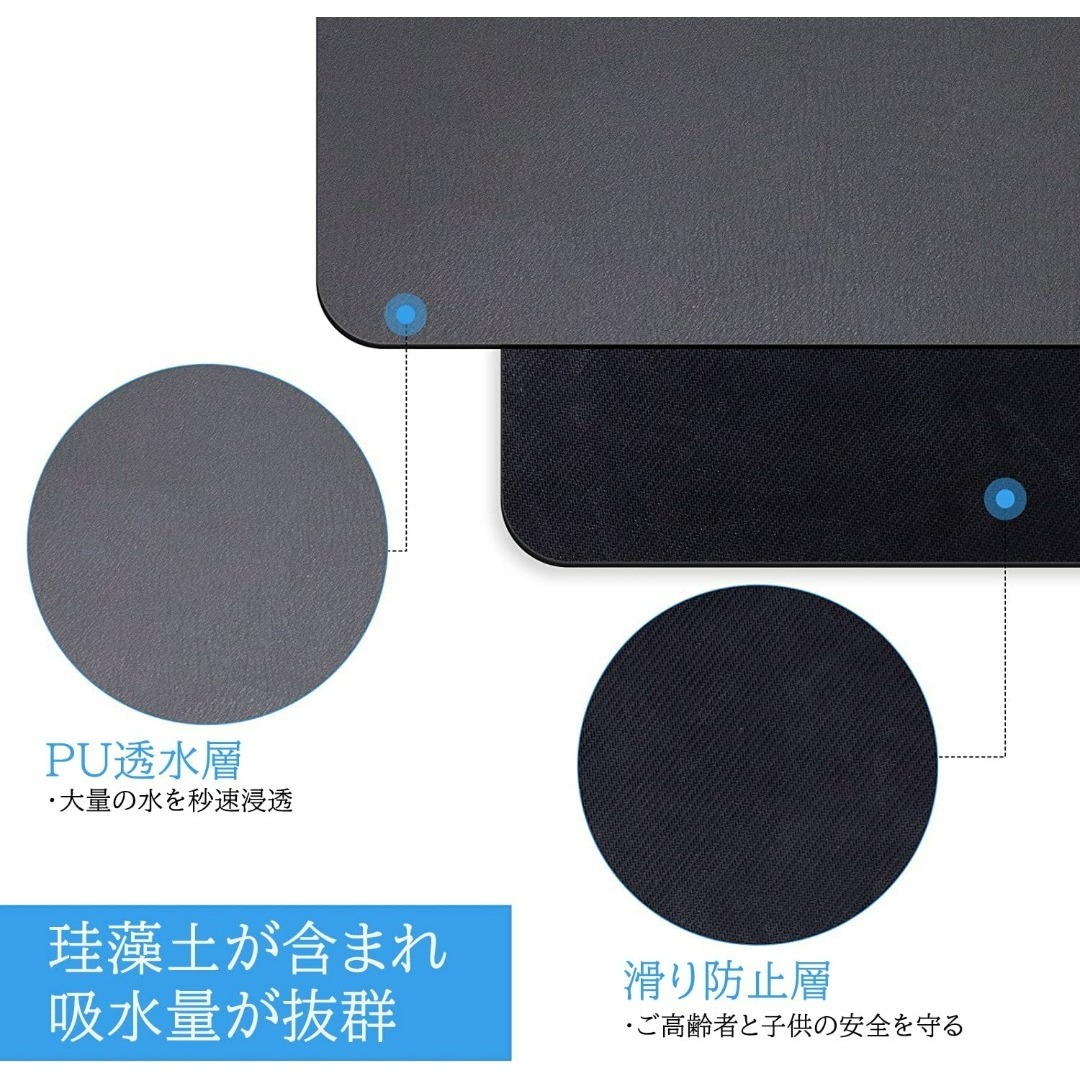 水切りマット 珪藻土 速乾吸水マット 食器乾燥マット 丸めて収納 滑り止 皿置き インテリア/住まい/日用品のキッチン/食器(その他)の商品写真