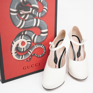 グッチ(GUCCI)のEU36 Gucci グッチ 蛇 白 レザ Snake White 75A(ハイヒール/パンプス)