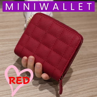 ミニ財布 二つ折り 新品 レッド キルティング レディース ミニウォレット