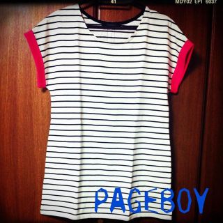 ページボーイ(PAGEBOY)の＊バックZIPボーダーP/O＊(チュニック)