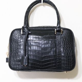 ファルチニューヨーク(falchi New York)のファルチニューヨーク　マットクロコダイル　2wayスクエアミニボストン　黒(ハンドバッグ)