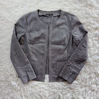 ニジュウサンク(23区)の23区 （ニジュウサンク） リネン混ノーカラージャケット ステッチ(ノーカラージャケット)