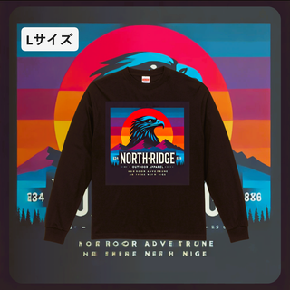 n236【新品】サンセット イーグル グラフィック ロンT ブラック Lサイズ(Tシャツ/カットソー(七分/長袖))