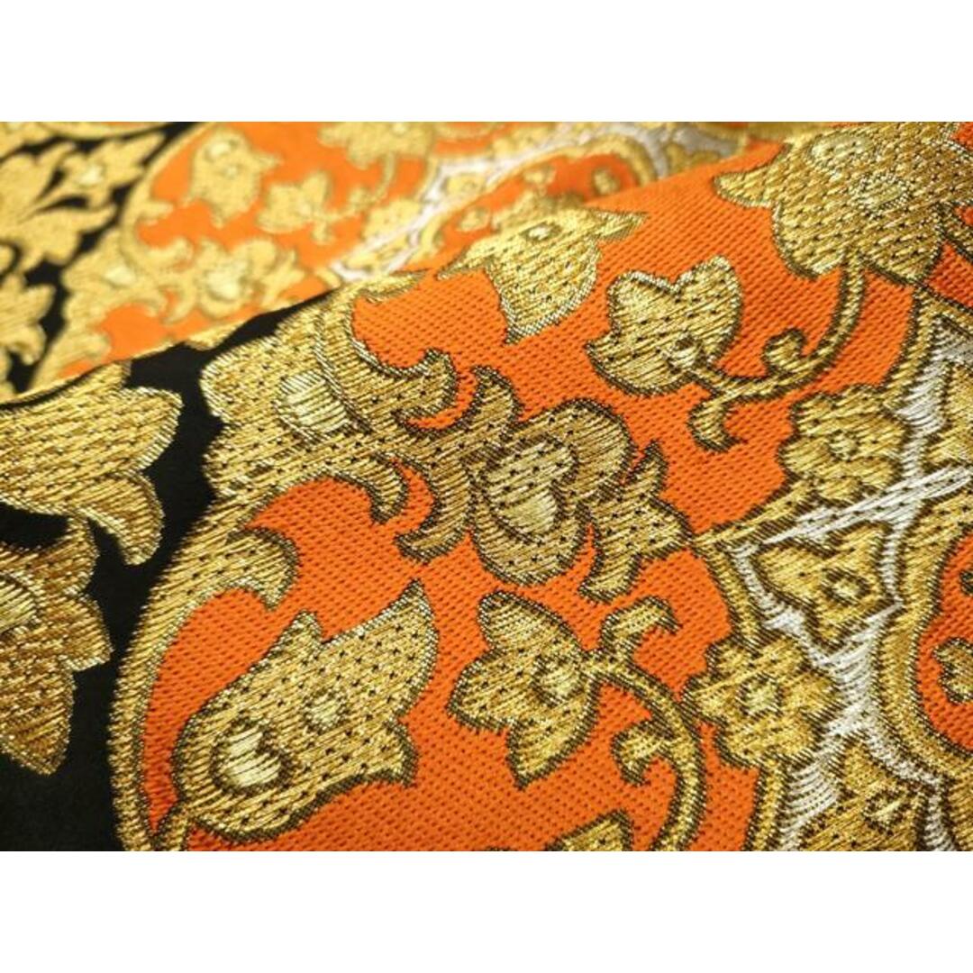 平和屋着物●西陣　川島織物　六通柄　本袋帯　花唐草文　黒地　金銀糸　正絹　逸品　CAAX7505hy レディースの水着/浴衣(帯)の商品写真