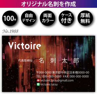 名刺作成 名刺印刷 100枚 両面 フルカラー 紙ケース付 No.1988