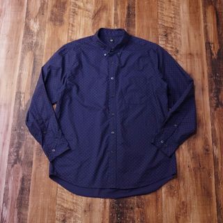 ユニクロ(UNIQLO)の美品 ユニクロ ブロードシャツ ドット ボタンダウン 長袖 XL PG23(シャツ)