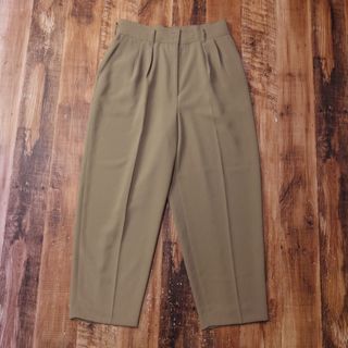 タックテーパードパンツ レディース ハイウエスト 69 L ベージュ QI2(カジュアルパンツ)