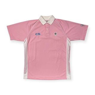 キャプテンサンタ(CAPTAIN SANTA)の美品 CAPTAIN SANTA キャプテンサンタ GOLF CLUB ドライ メッシュ 半袖 ポロシャツ サイズ L /ピンク/ゴルフ/日本製(その他)