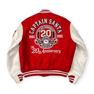 キャプテンサンタ(CAPTAIN SANTA)の美品 CAPTAIN SANTA × GOLDEN BEAR キャプテンサンタ 20周年記念 ゴールデンベアー USA製 フルデコ 袖革 レザー スタジャン サイズ XL /レッド(その他)