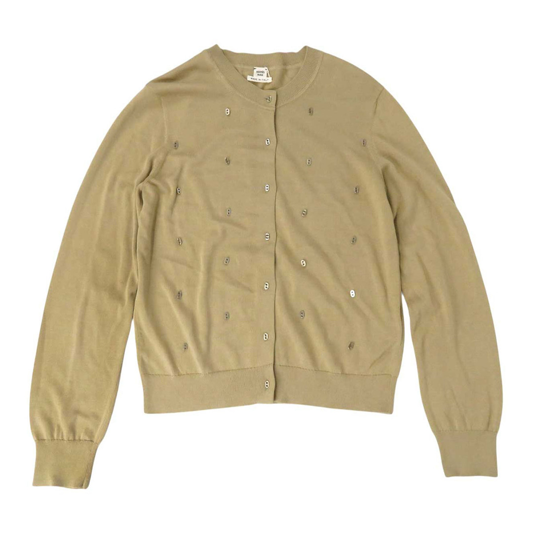 HERMES(エルメス)のエルメス マイヨン ロングスリーブ カーディガン レディース ベージュ HERMES 【中古】 【アパレル・小物】 レディースのトップス(カーディガン)の商品写真