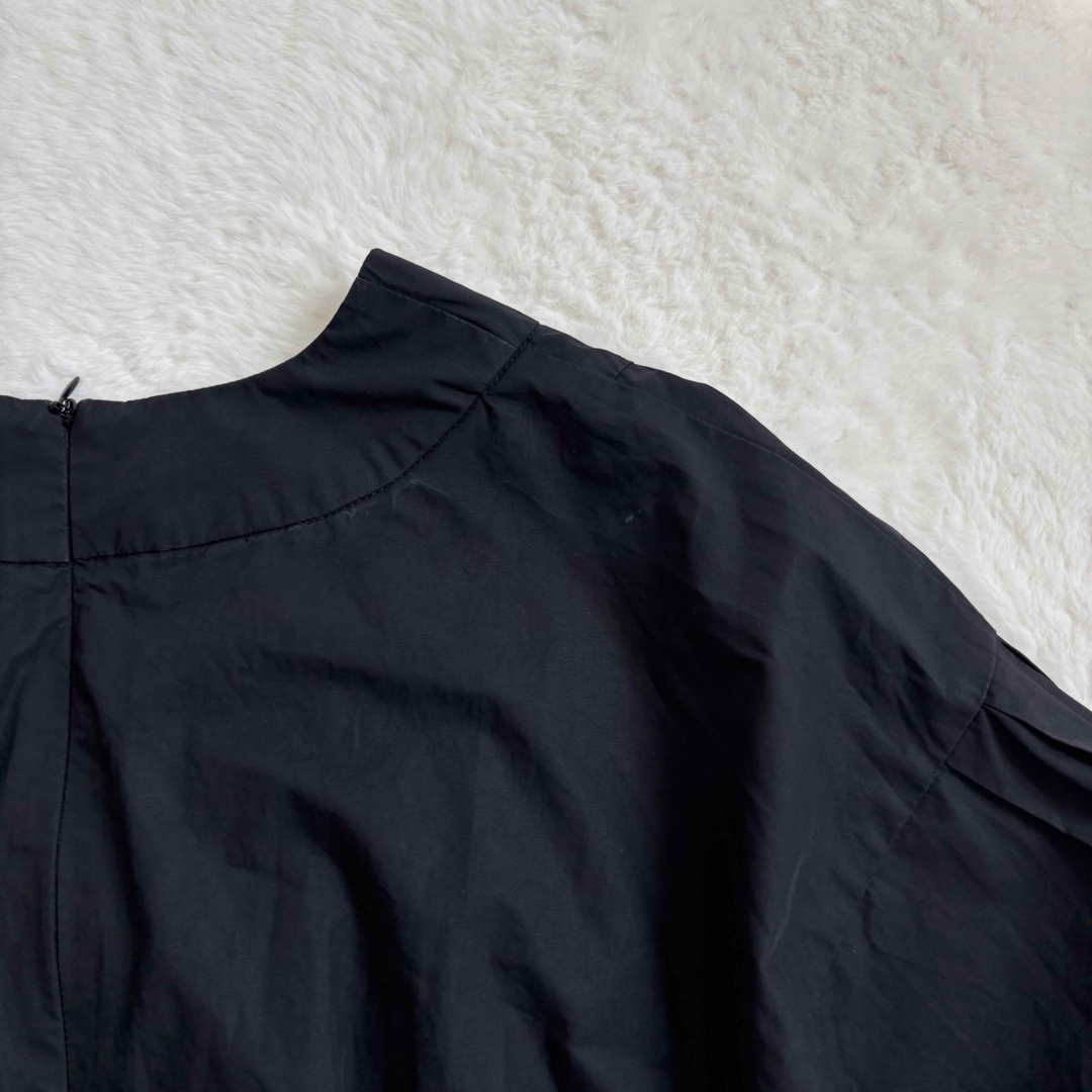 lawgy(ラウジー)の【完売品】lawgy ラウジー Vネック ボリューム袖タックブラウス 黒 レディースのトップス(シャツ/ブラウス(長袖/七分))の商品写真