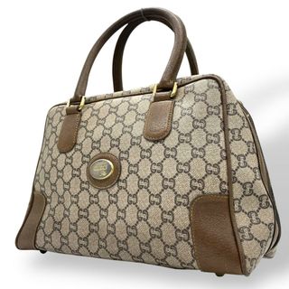 グッチ(GUCCI)のGUCCI グッチ GGプラス グッチプラス ハンドバッグ グレー ベージュ PVC レザー ゴールド金具 オールドグッチ ヴィンテージ レディース A(ハンドバッグ)