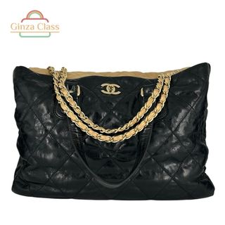シャネル(CHANEL)のCHANEL シャネル マトラッセ ポートベロー 2WAY トートバッグ チェーンショルダーバッグ カーフスキン/ラムスキン ブラック/ベージュ （2008年頃）ハンドバッグ 中古 レディース 黒 ココマーク レザー(トートバッグ)