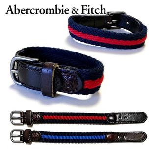 アバクロンビーアンドフィッチ(Abercrombie&Fitch)の送料無料 メンズ レディース ブレスレット レッドライン ブルーライン Abercrombie＆Fitch アバクロンビー＆フィッチ アバクロコットンレザーコンビベルトブレスレット afb05(ブレスレット)