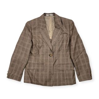 ダックス(DAKS)のDAKS × Ermenegildo Zegna ダックス ゼニア チェック 背抜き テーラードジャケット 7AR/グレー系 レディース(テーラードジャケット)