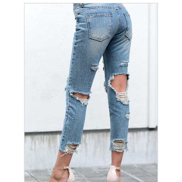 お値下げ完売品!バックダメージクラッシュデニムパンツの通販 by