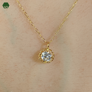 【31-22】一粒ダイヤモンド　ネックレス　D0.20ct【中古】【K18YG】