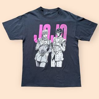 アニメT ジョジョの奇妙な冒険 大判プリント Tシャツ ブラック L(Tシャツ/カットソー(半袖/袖なし))