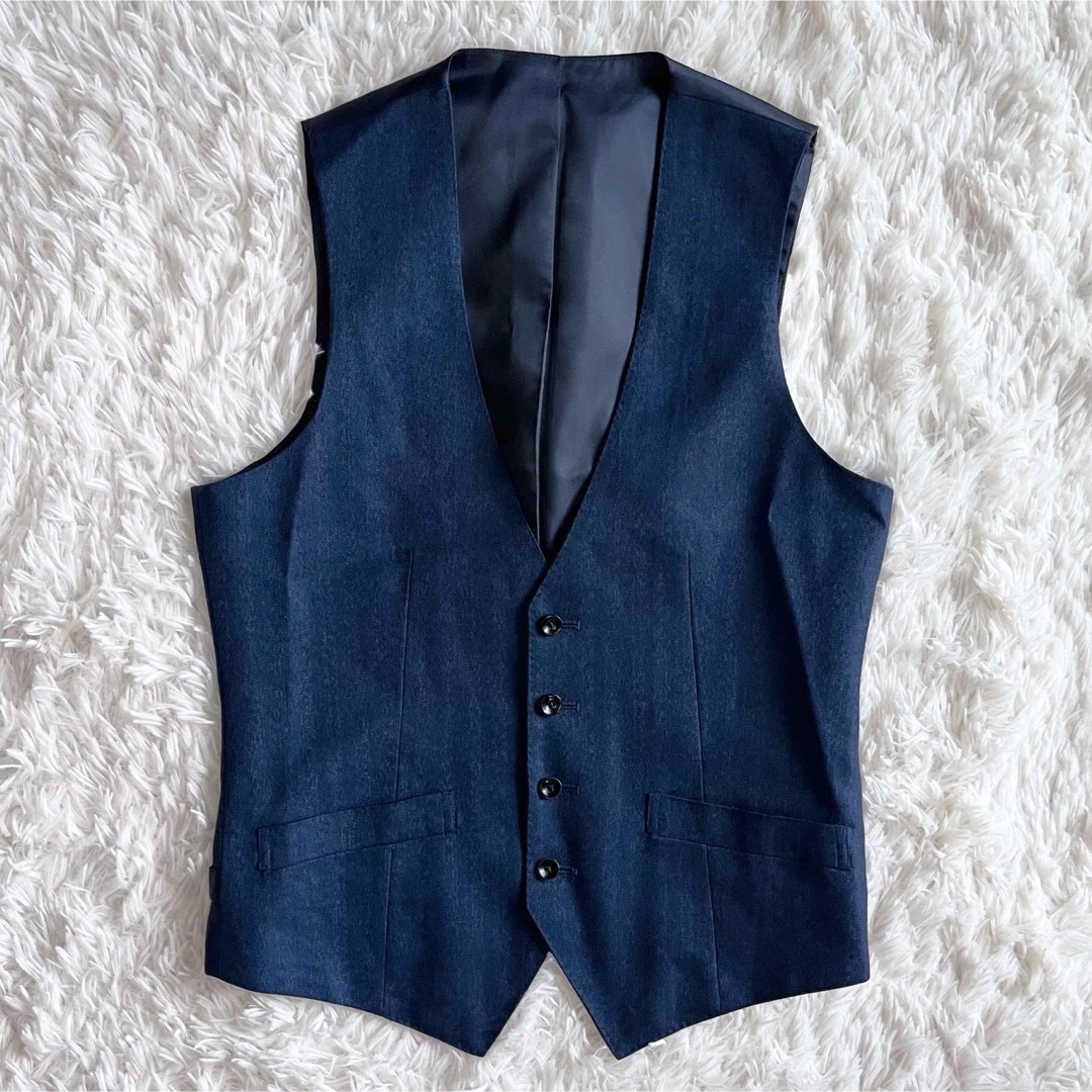 TRANS CONTINENTS(トランスコンチネンツ)の✨極美品✨トランスコンチネンツ　スリーピース　ブルー　ストライプ　セットアップ メンズのスーツ(セットアップ)の商品写真