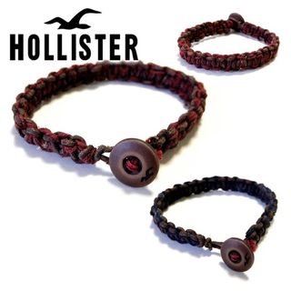 送料無料 メンズ レディース ブレスレット レッド系 ネイビー系 HOLLISTER Co. ホリスター ホリスターレザーカラー糸編み込みブレスレット hob01