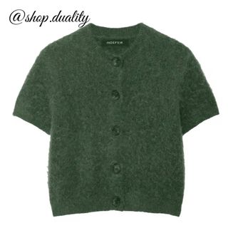 🐿️9月新作🌰18066◆green グリーン 半袖 ニット カーディガン(カーディガン)