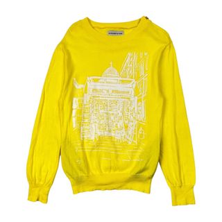 フランス製 LES PRAIRIES DE PARIS HISTORIQUE レプレリードパリ デザイン 長袖 コットン ニット セーター XS/イエロー メンズ(ニット/セーター)