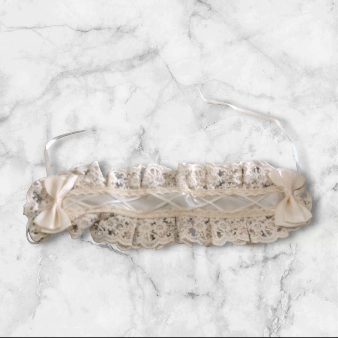 レースボンネット ヘアアクセ　ヘッドドレス　アイドル　推し活　ロリータ　メイド エンタメ/ホビーのコスプレ(アクセサリー)の商品写真